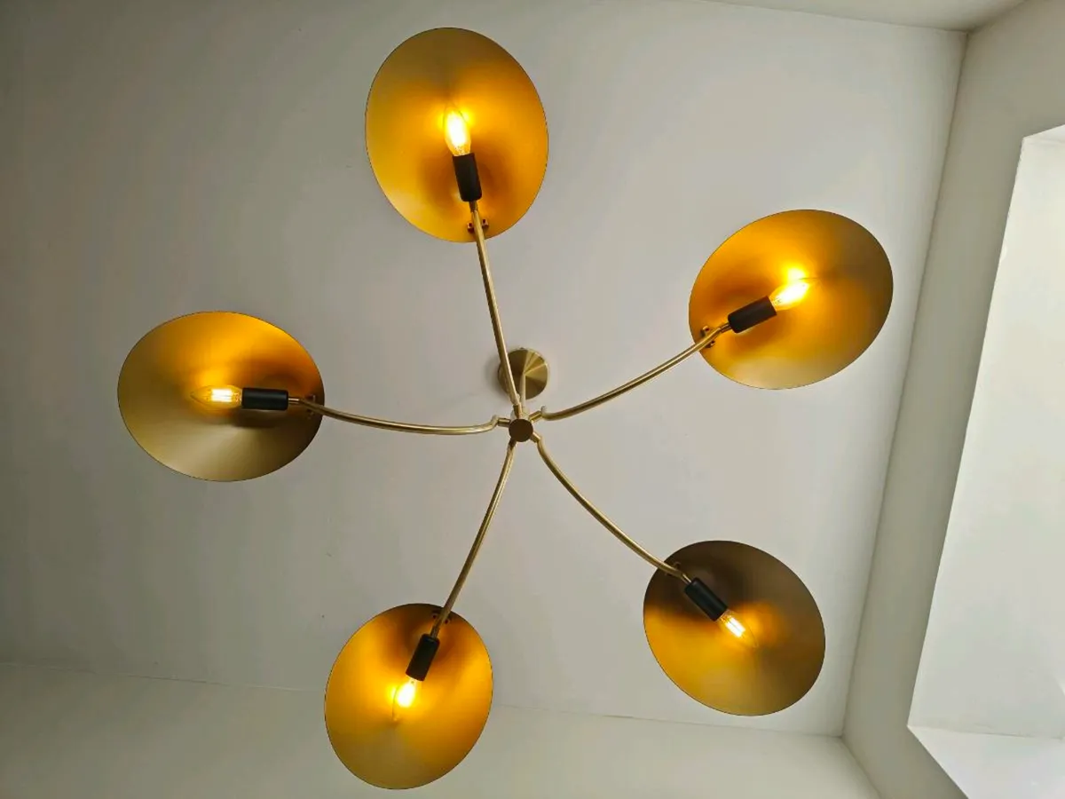Black and brass chandelier x2 - Image 4