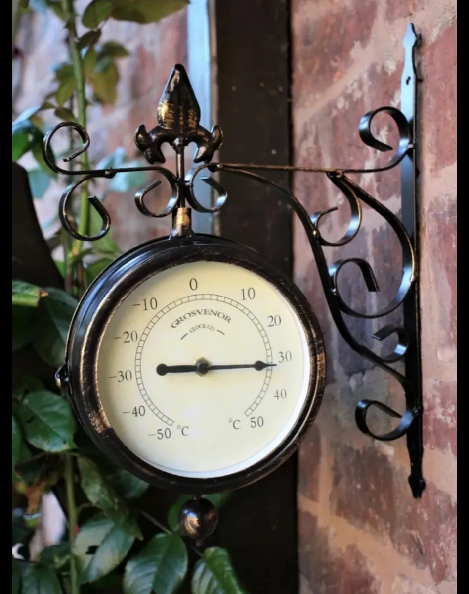 NEW Outdoor Station Clock Thermometer - Image 1