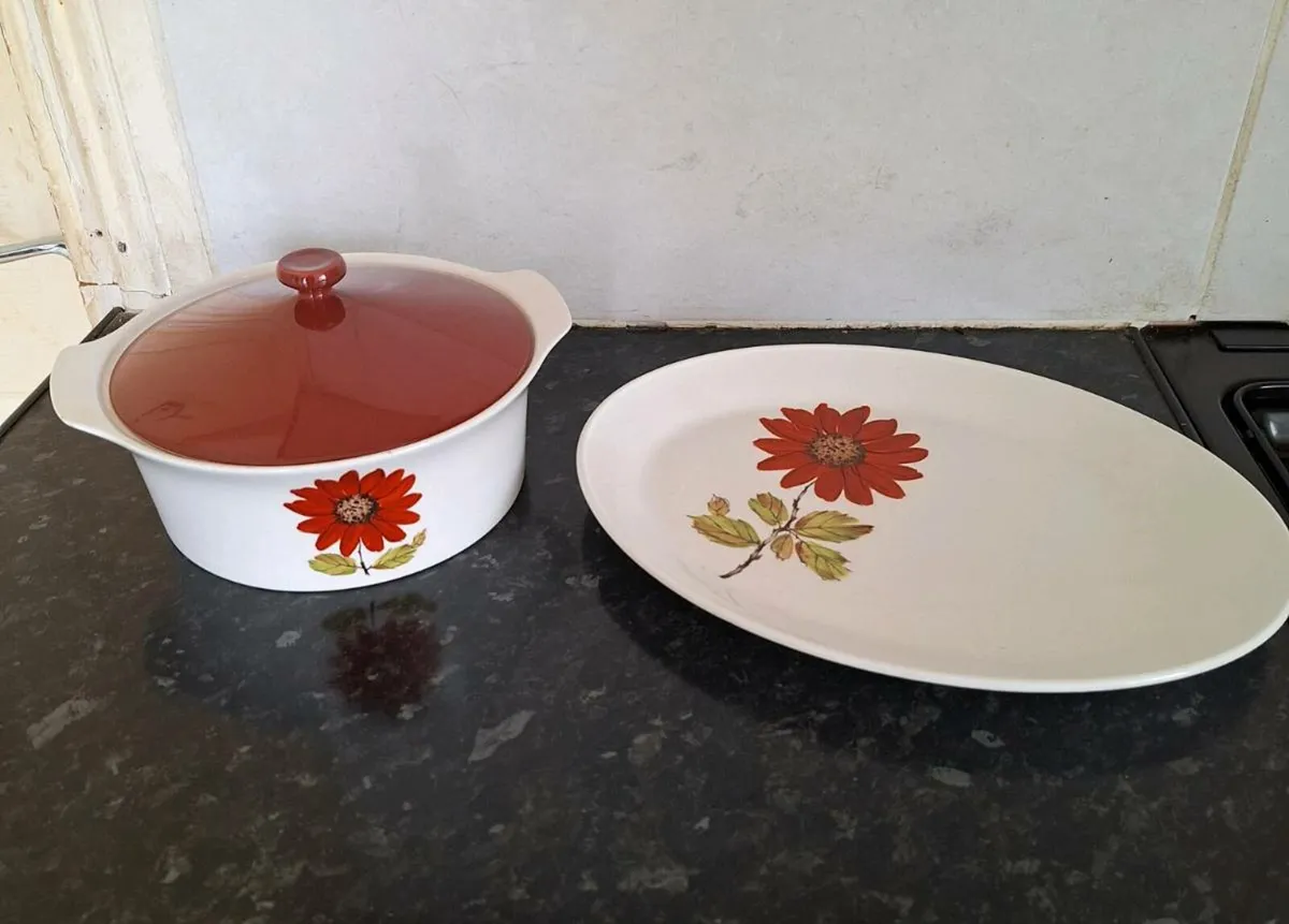 Johnson Bros casserole dish and oval plate - Image 1
