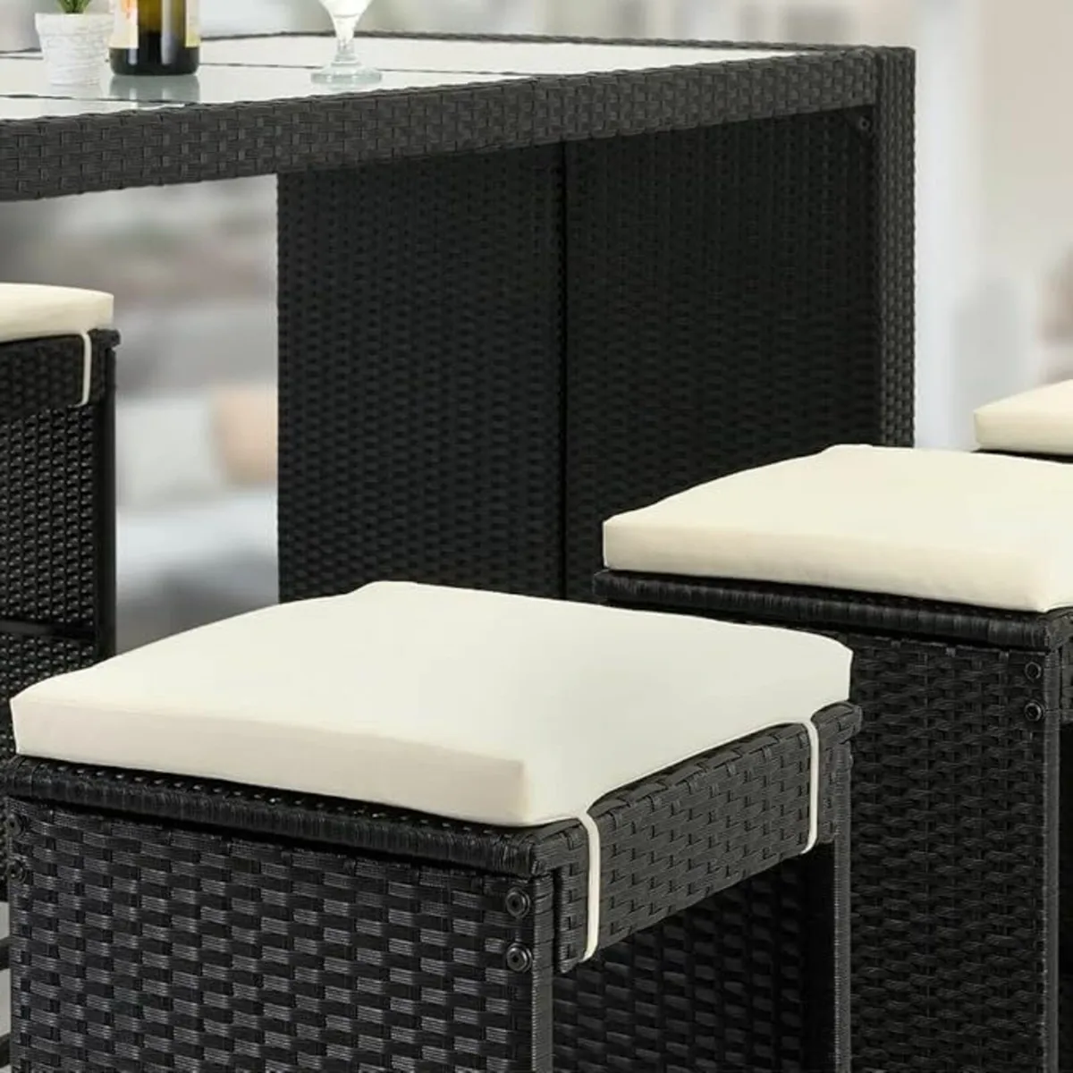 Garden Bar 7-Piece Polyrattan 7 cm Cushions Weathe - Image 2