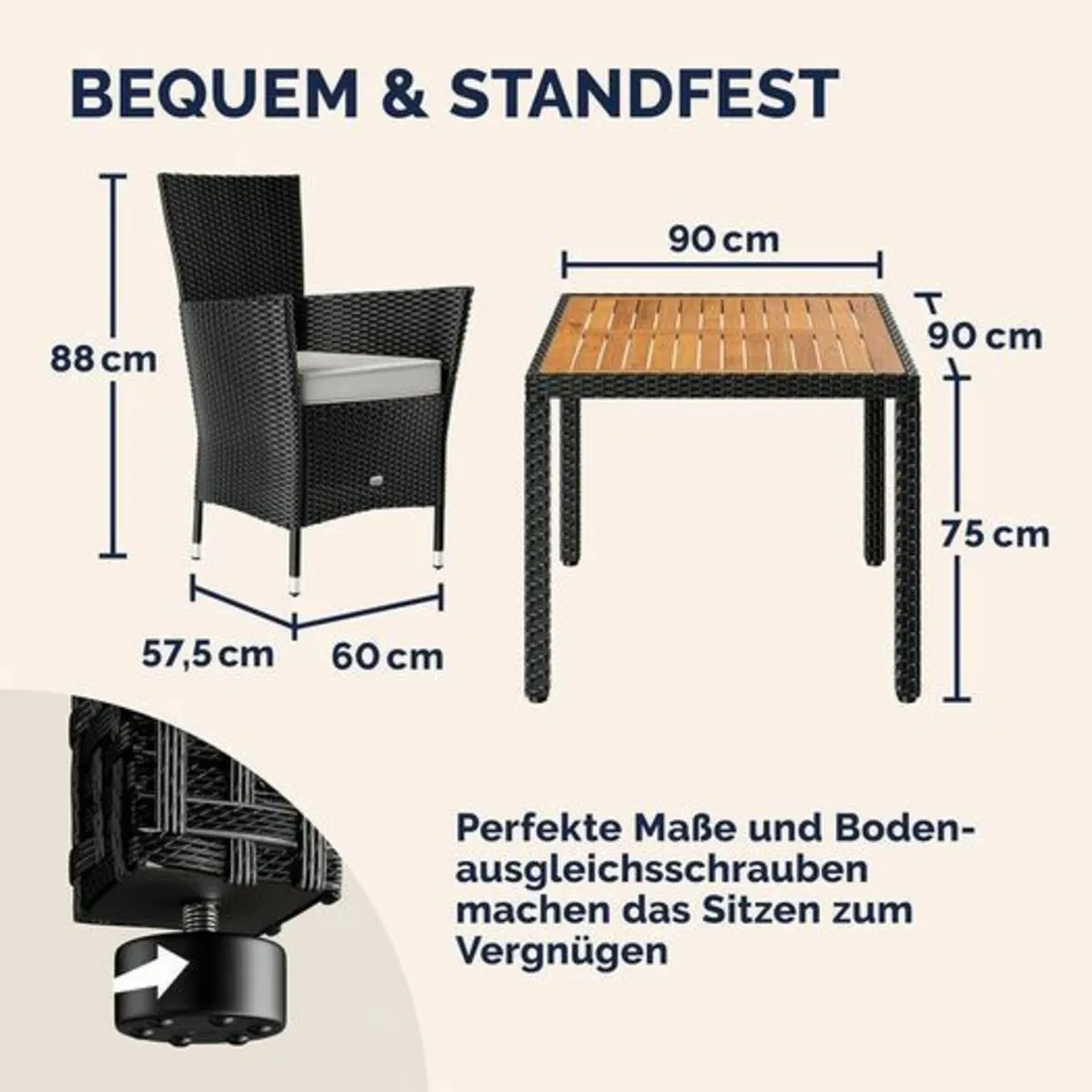 arden Furniture Set Wood Balcony Weatherproof 4 Pe - Image 3