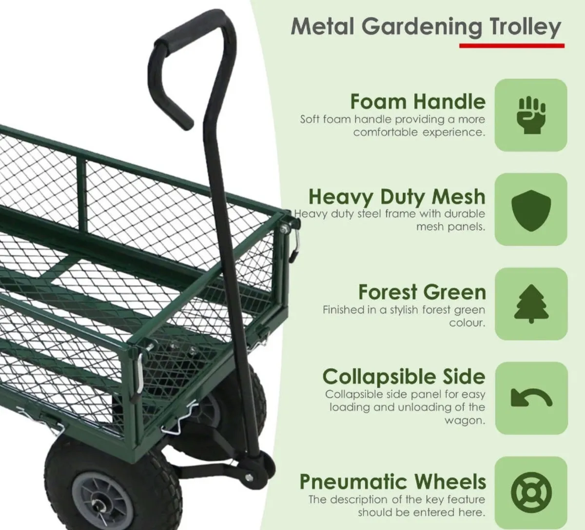 NEW Heavy Duty Garden Trolley Cart - Image 4