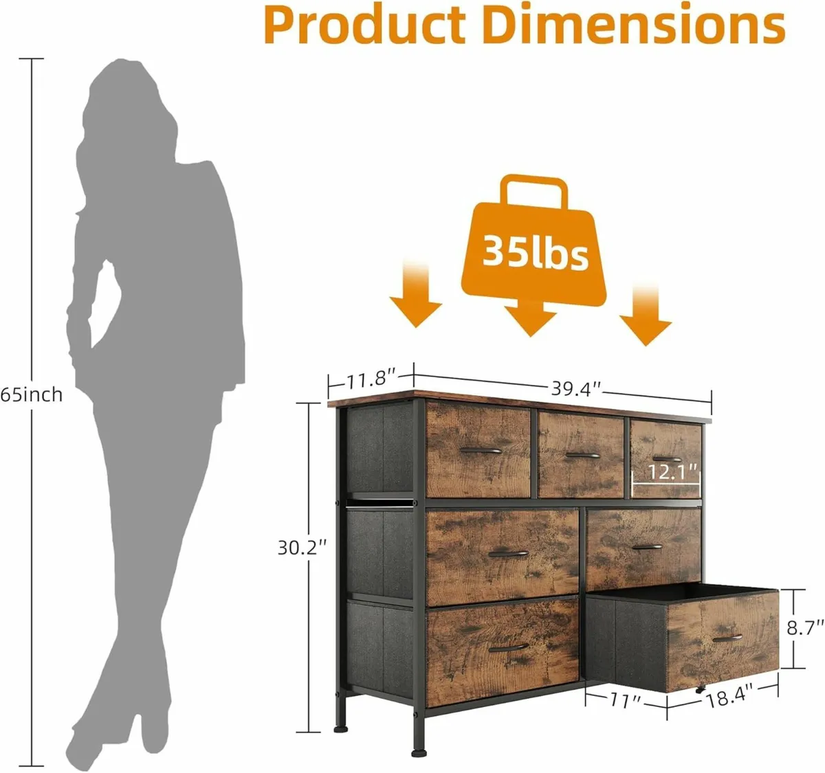 Chest of Drawers Bedroom Brown Hallway Storage - Image 2