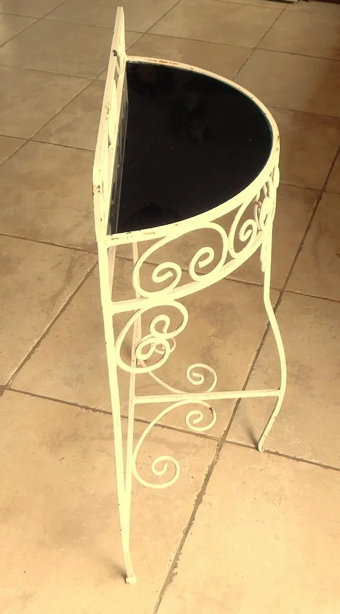 Vintage Wrought Iron Half Moon Consort Table - Image 2