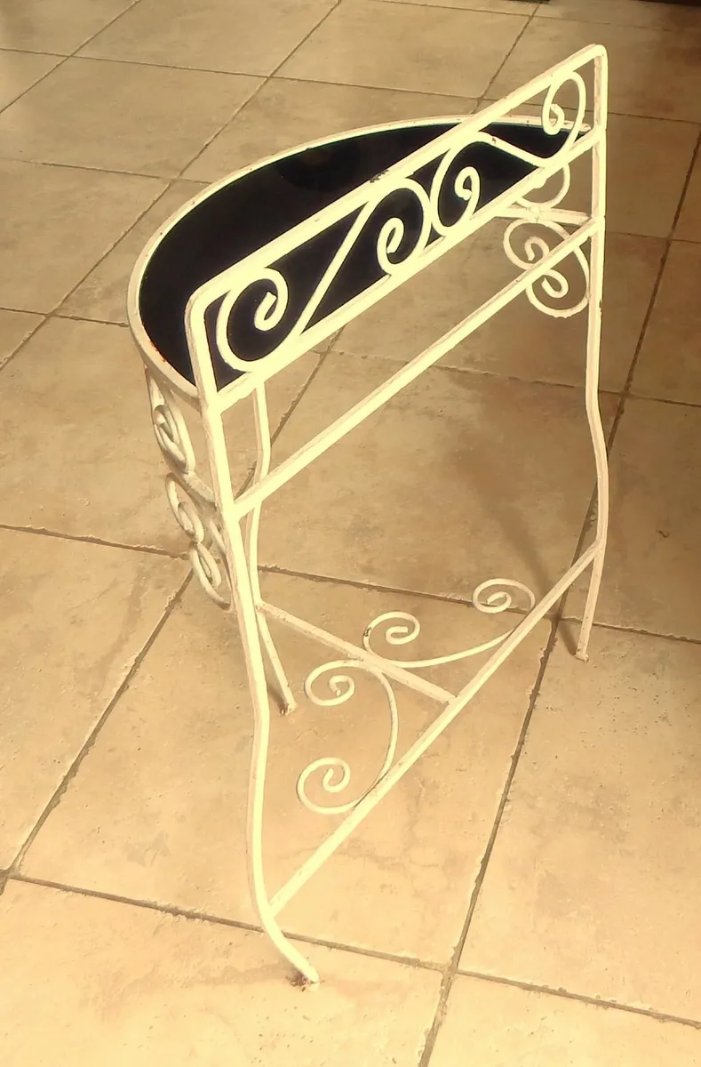 Vintage Wrought Iron Half Moon Consort Table - Image 3