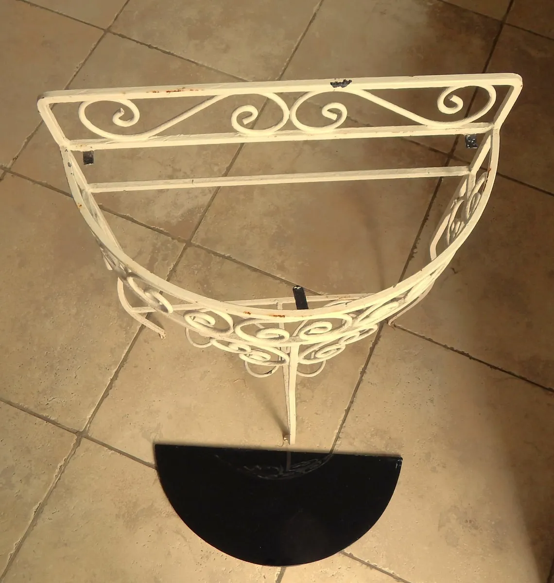 Vintage Wrought Iron Half Moon Consort Table - Image 4