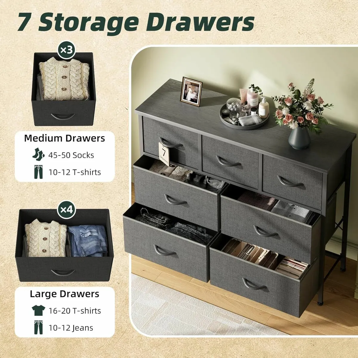 Chest of Drawers Bedroom Black Hallway Storage - Image 4