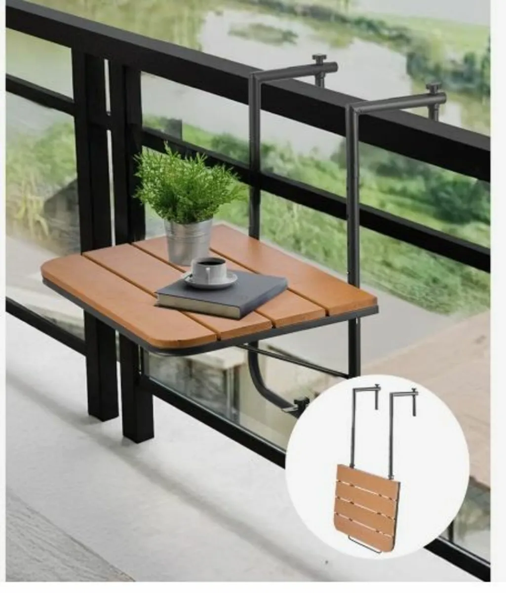 Balcony Hanging Table 25 x 24 in Patio Railing - Image 2