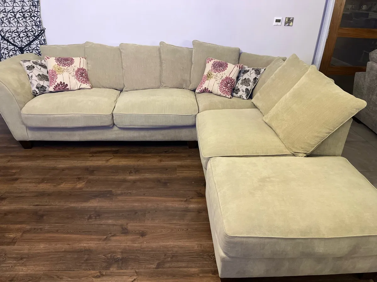 L-Shaped Corner Sofa with Footstool /Swivel Chair - Image 1