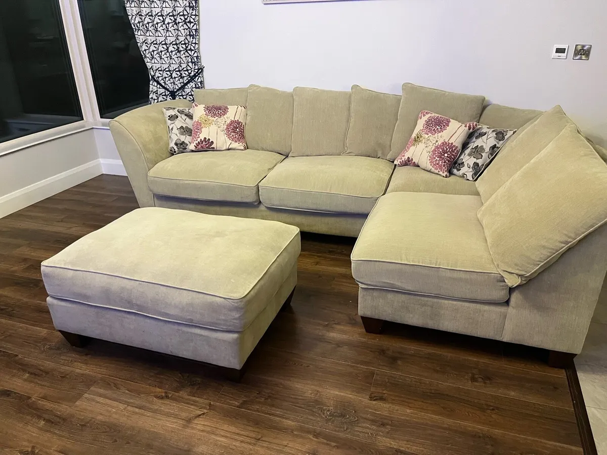 L-Shaped Corner Sofa with Footstool /Swivel Chair - Image 3