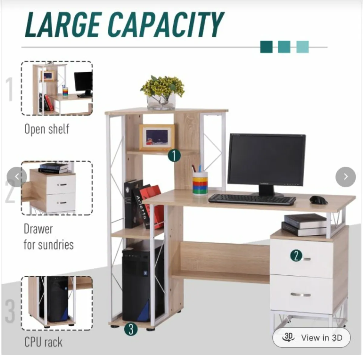 Computer Writing Desk PC Workstation - Image 2