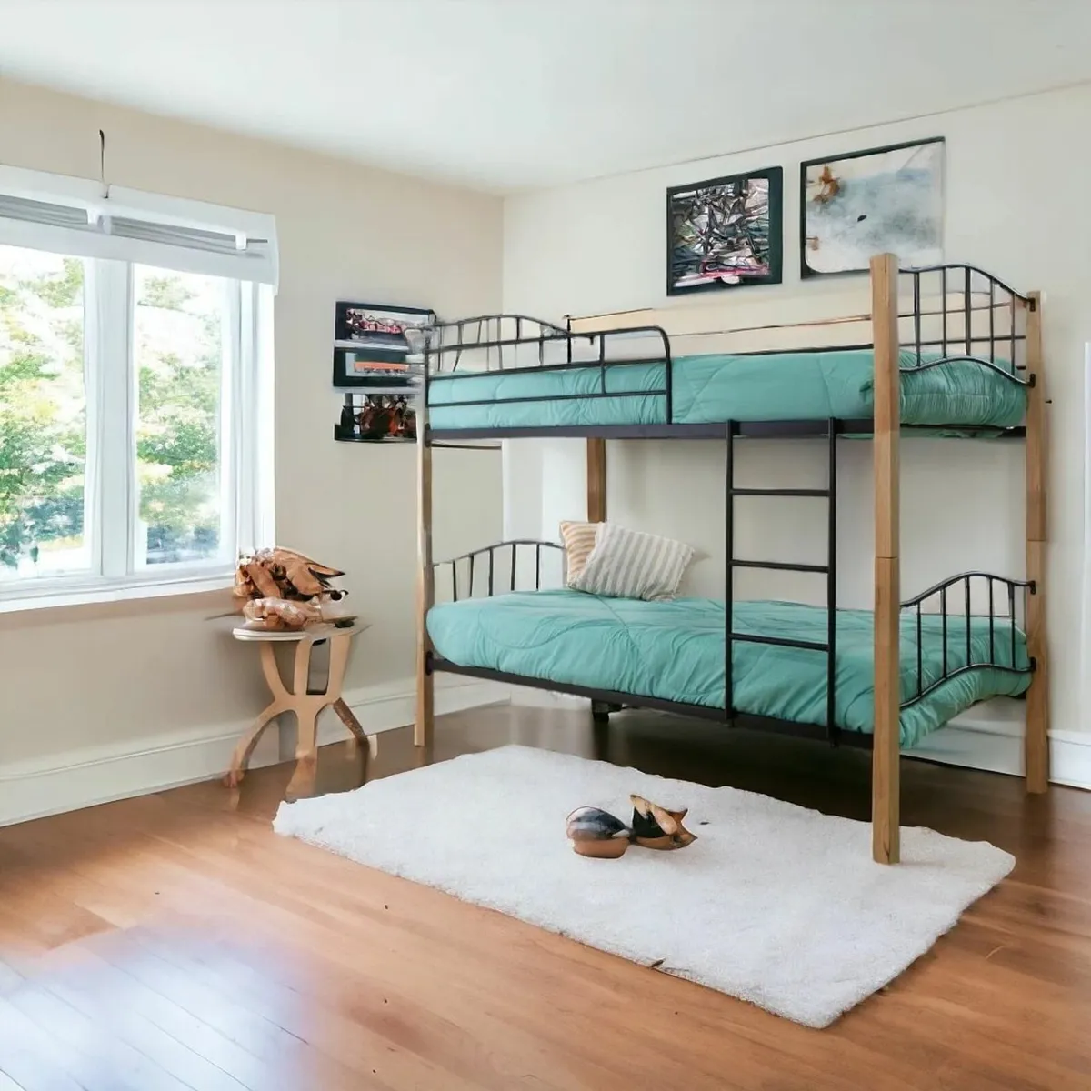 Sturdy Wooden & Metal Bunk Bed - Image 1