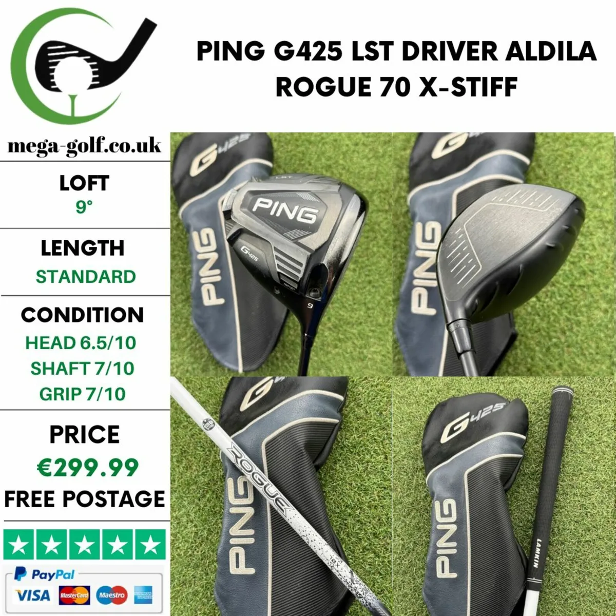 PING G425 LST DRIVER / 9° /ALDILA ROGUE 70 X-STIFF - Image 1