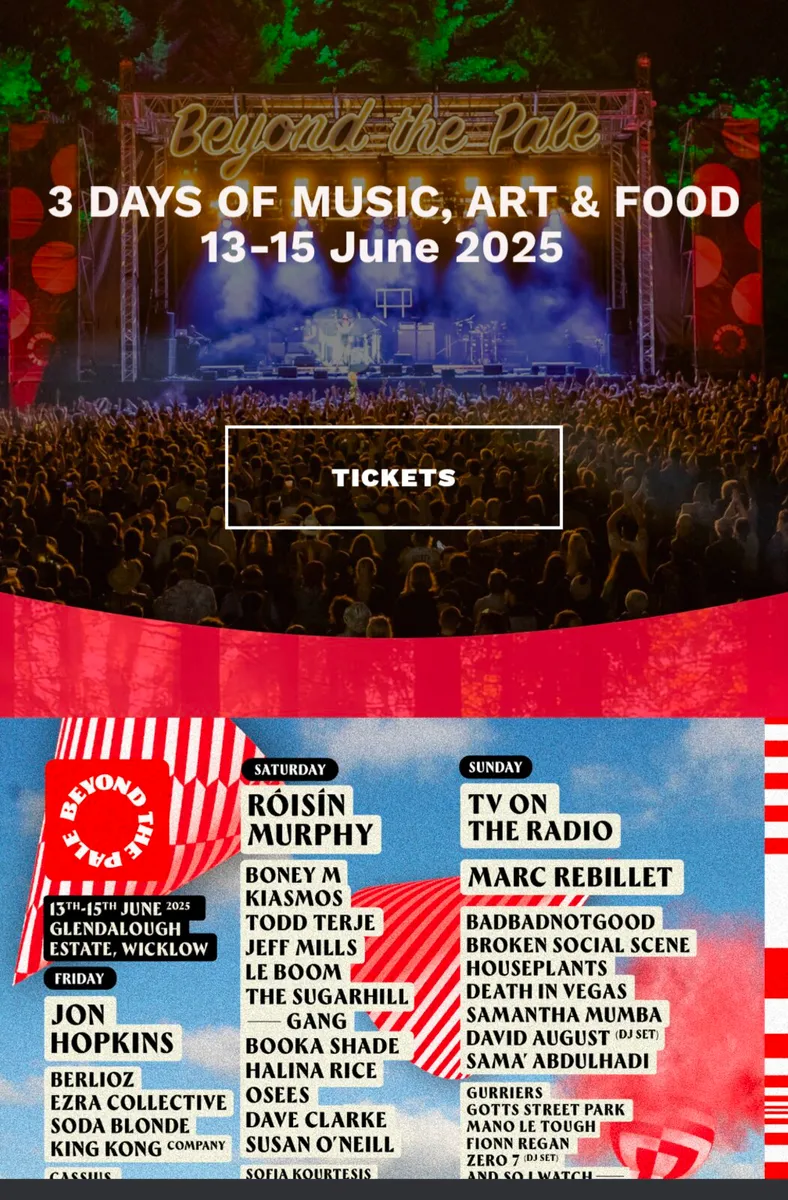 Beyond the pale w/e camping tickets x 2 @200 each