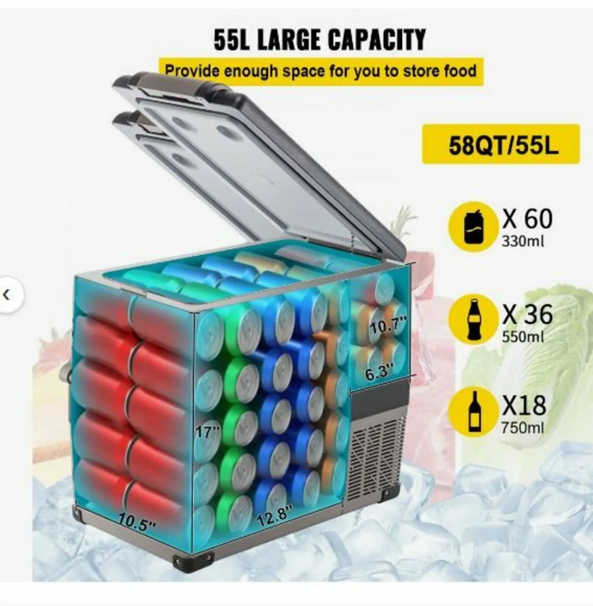 Car Refrigerator 55L Compressor Portable - Image 2