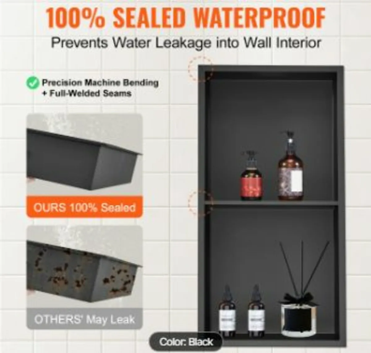33.02 x 63.5 cm No Tile Shower Niche 304 Stainless - Image 2