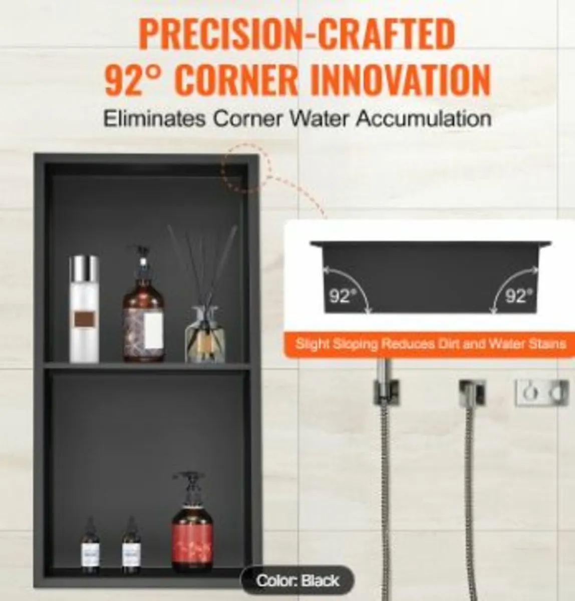 33.02 x 63.5 cm No Tile Shower Niche 304 Stainless - Image 4