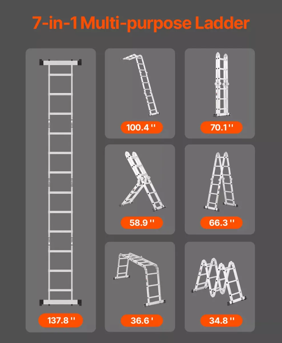 3.5m Metre Multi-Purpose Folding Ladder 7-in-1 NEW - Image 3