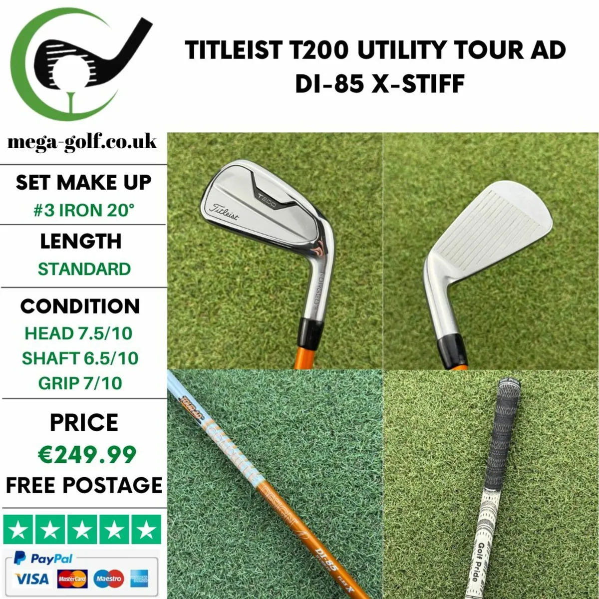 TITLEIST T200 UTILITY #3 IRON 20° / X-STIFF - Image 1