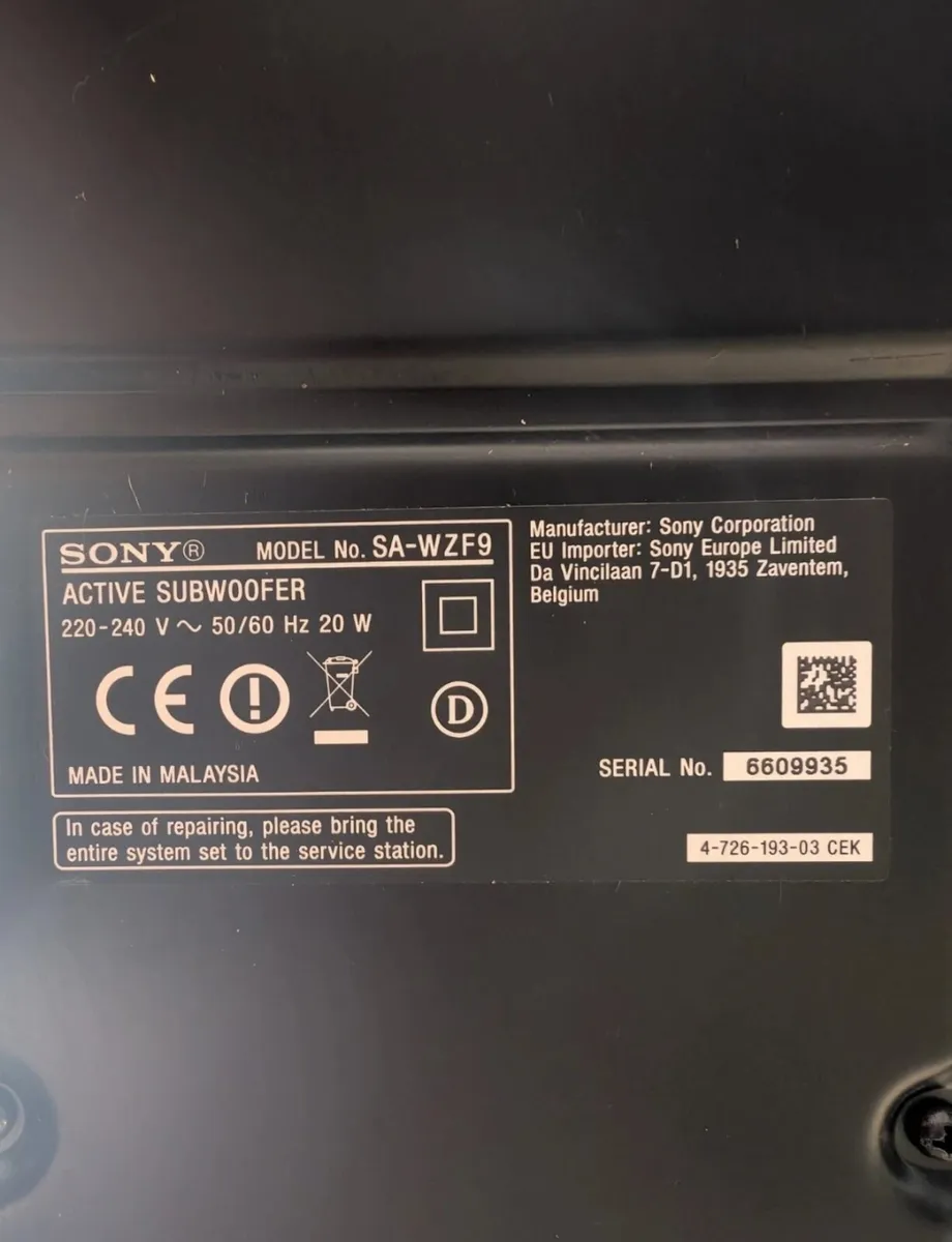 Sony HT-ZF9 Wireless Active Subwoofer only - Image 4