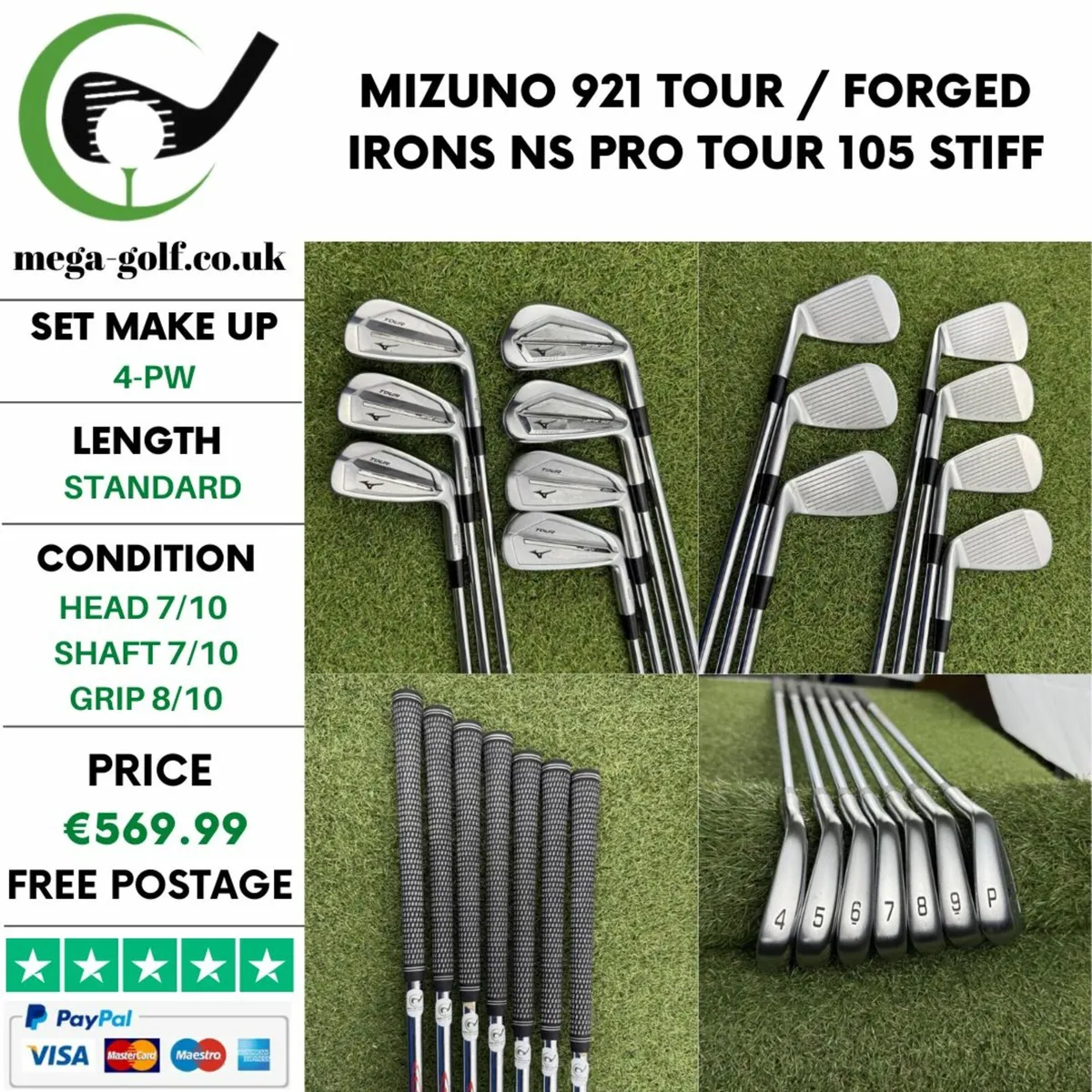 MIZUNO 921 TOUR / FORGED IRONS / 4-PW / STIFF - Image 1