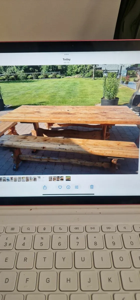 Garden table plus benches - Image 1