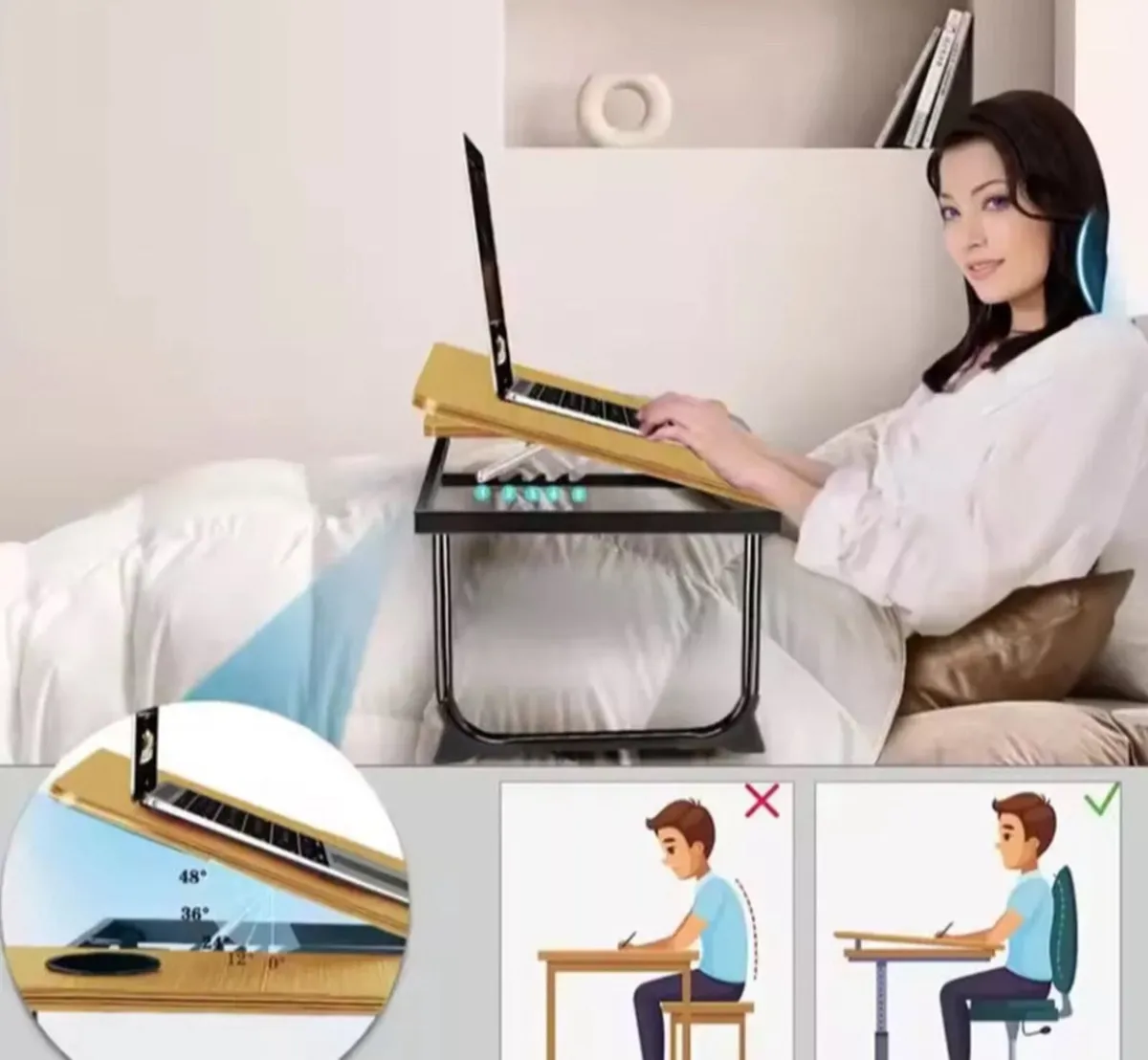 Folding Laptop Table Portable Desk Sofa bed stand - Image 3