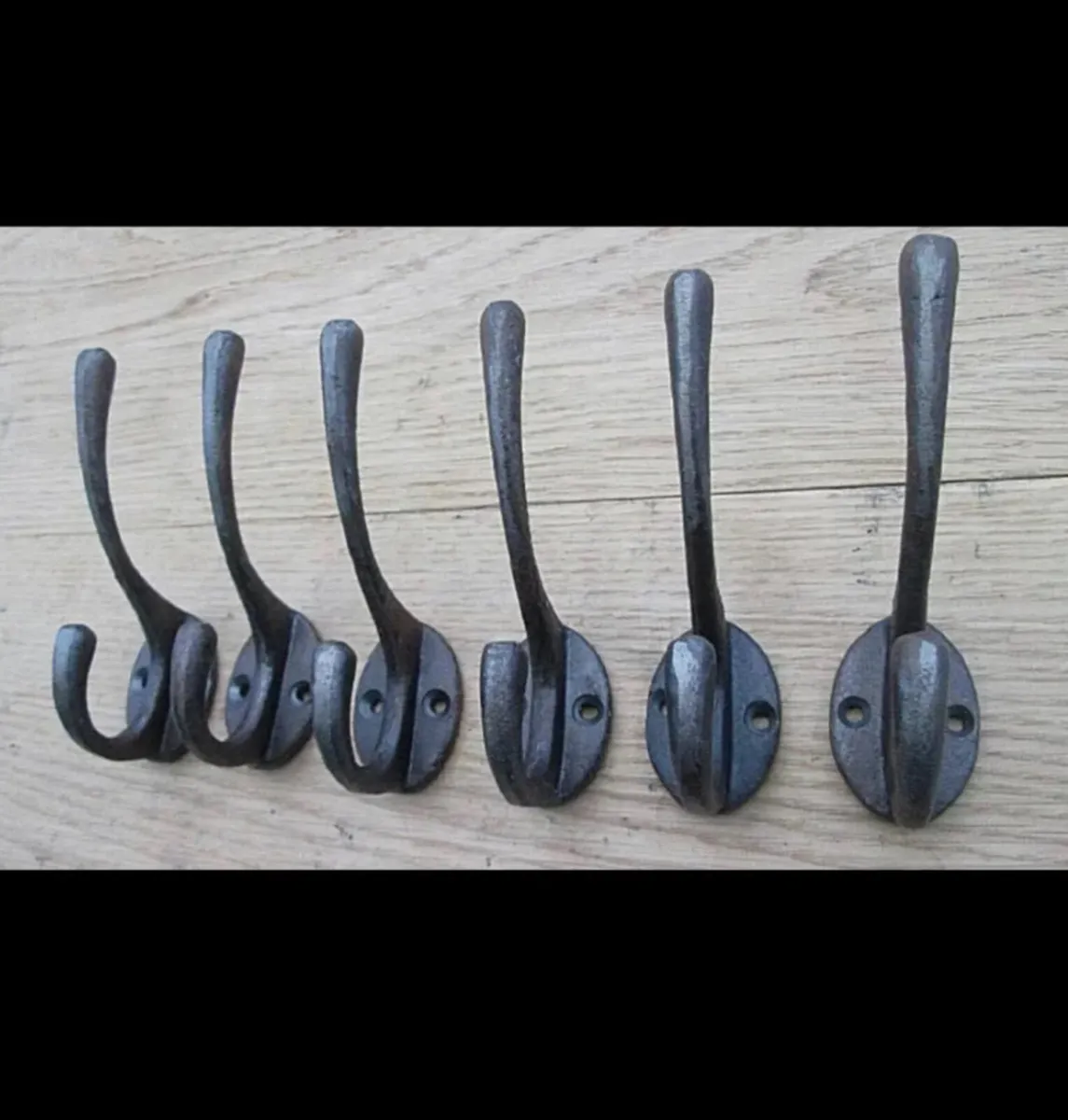 6 x Cast Iron Clothes Coat Hooks Retro Style NEW - Image 1