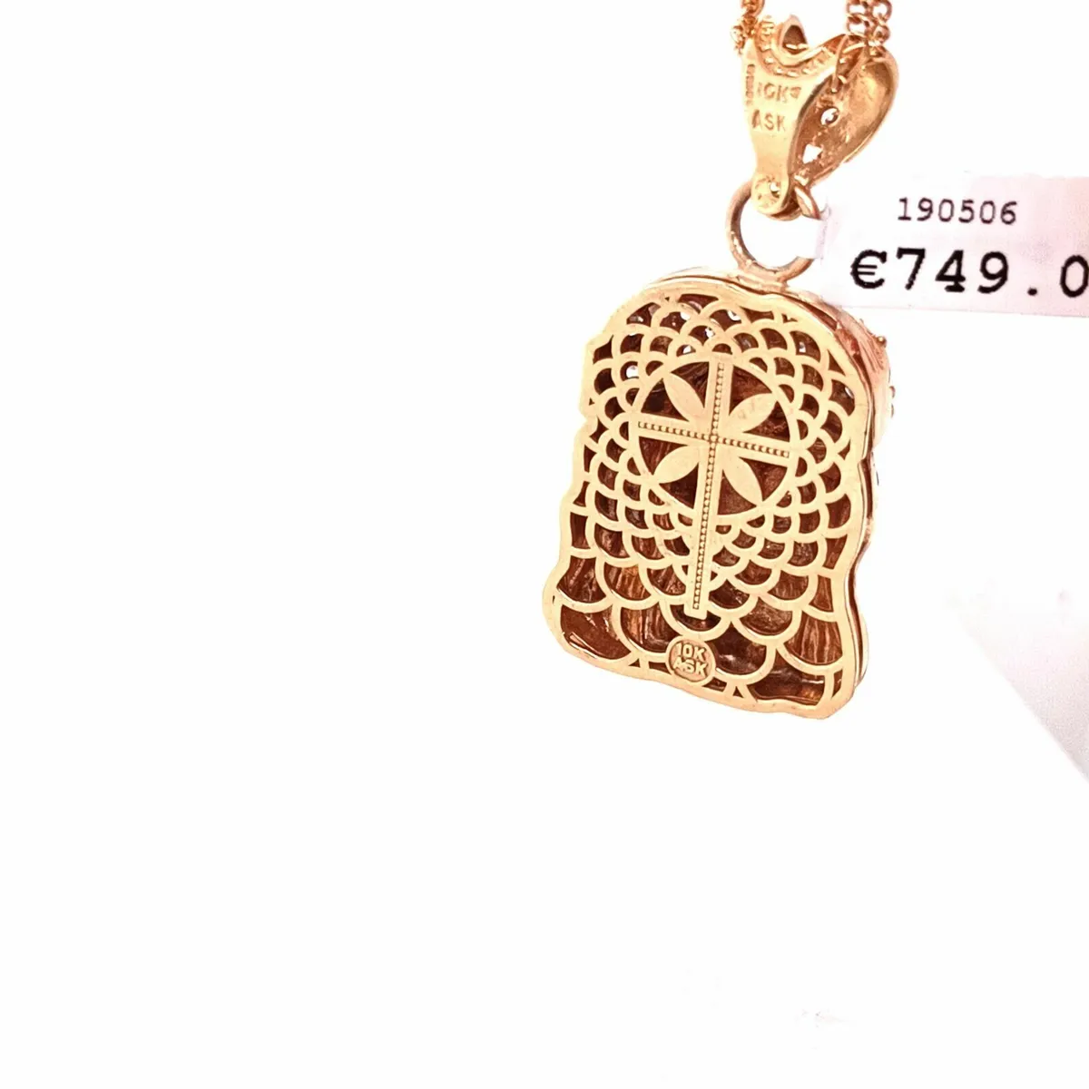 Jesus Christ Head Pendant 10 k Gold & Zirconias - Image 2