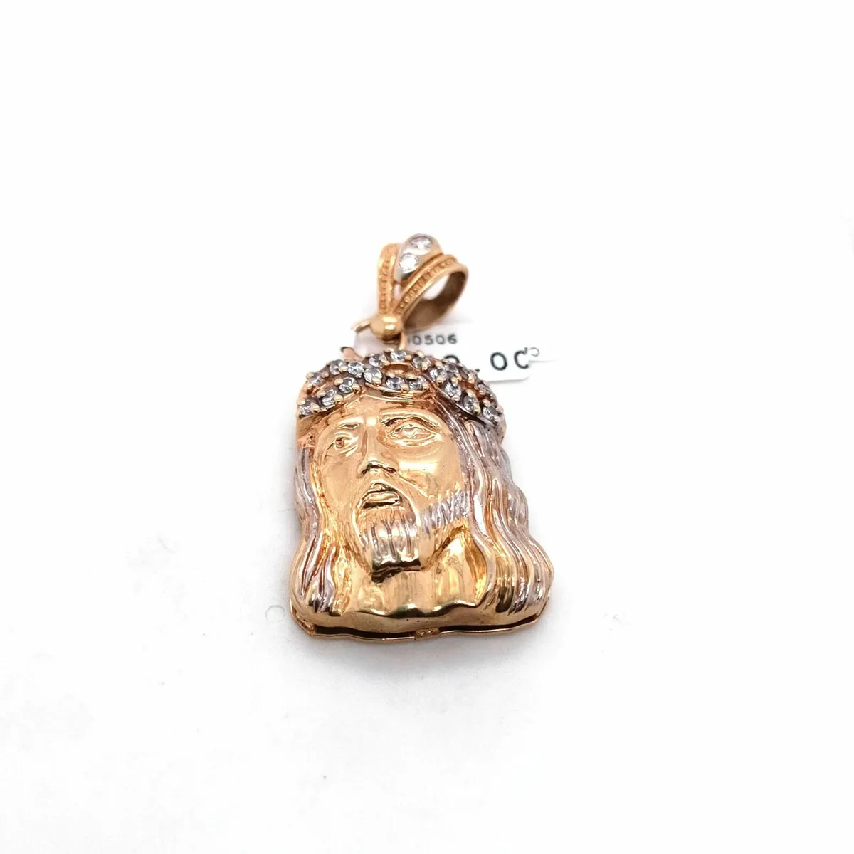 Jesus Christ Head Pendant 10 k Gold & Zirconias - Image 3
