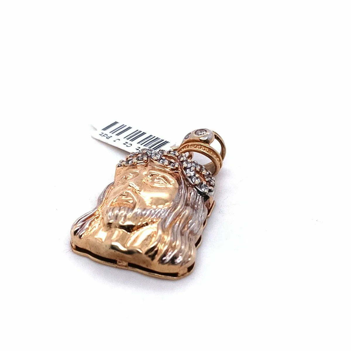 Jesus Christ Head Pendant 10 k Gold & Zirconias - Image 4