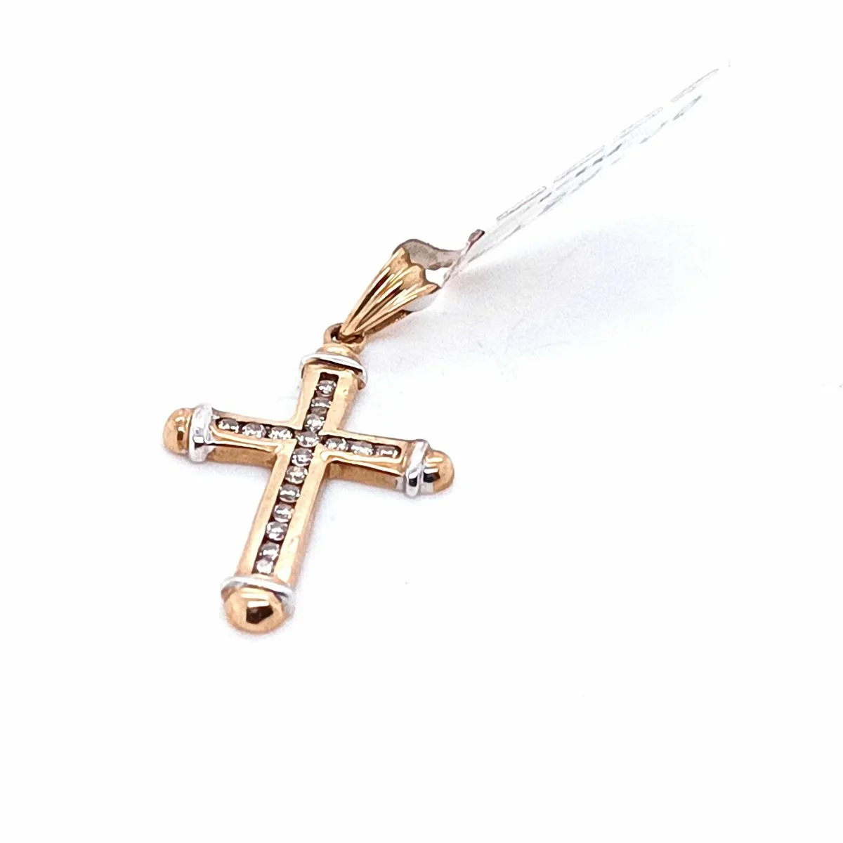 9k Yellow & White Gold Diamond Cross - Image 1