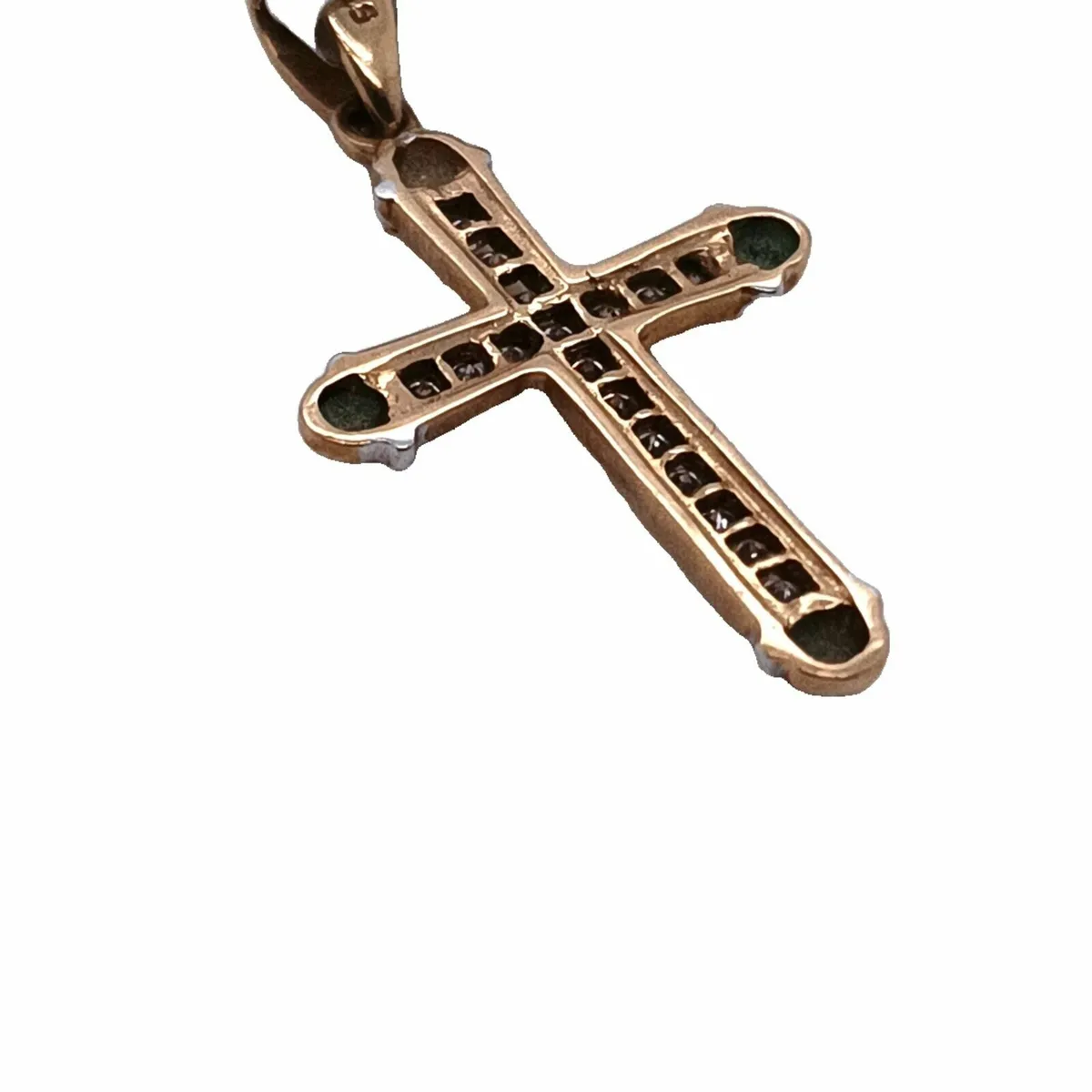 9k Yellow & White Gold Diamond Cross - Image 3