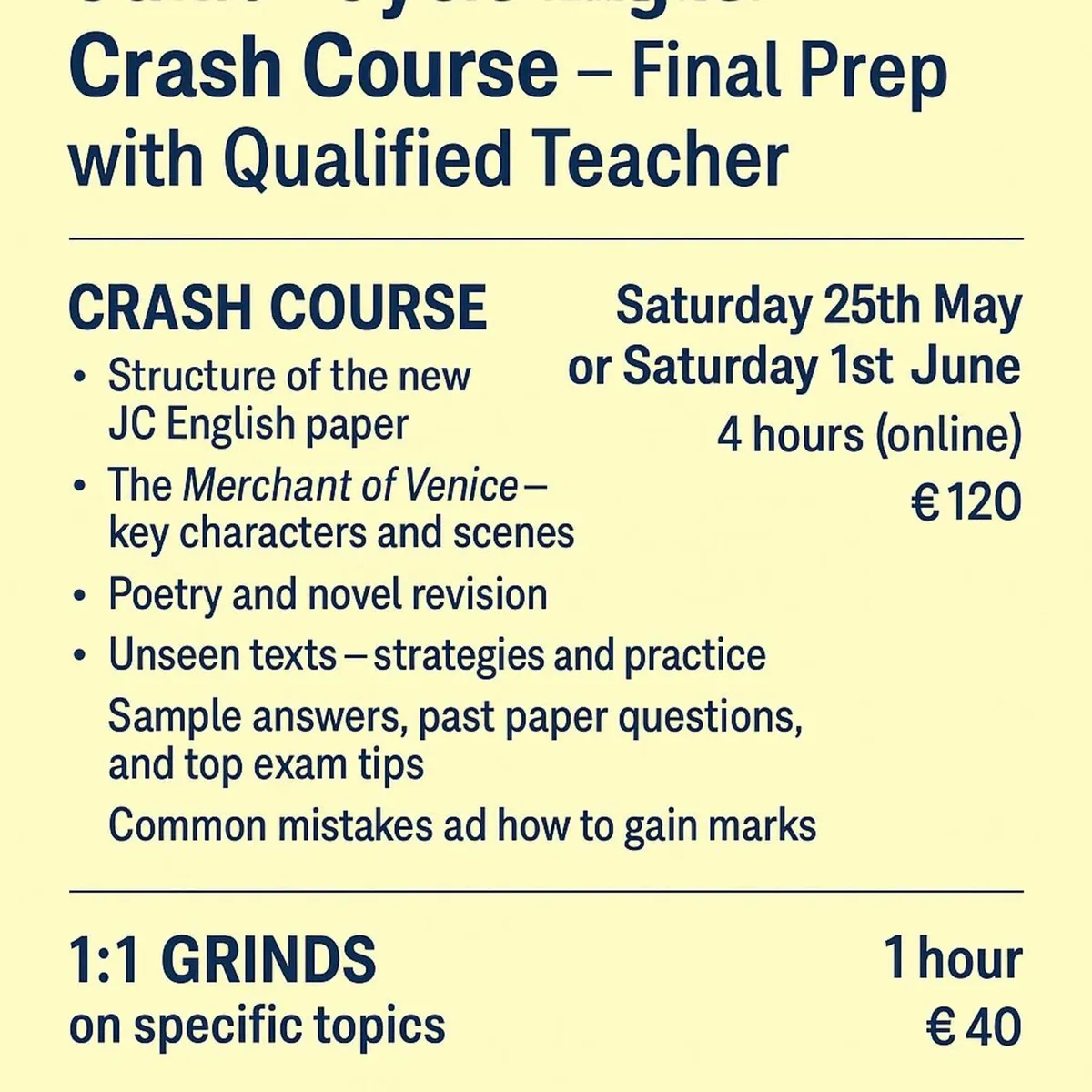 Junior Cycle English Exam Help