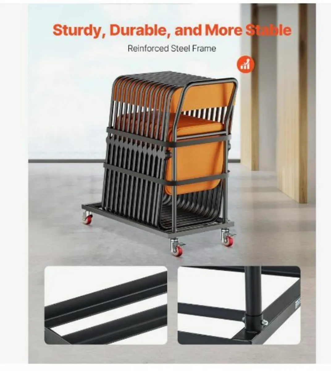 Folding Chair Rack Cart for 25 Chairs - Image 3