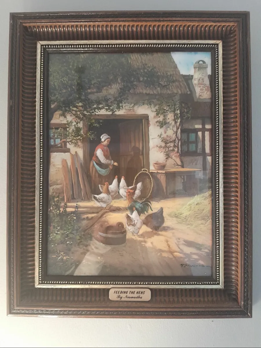 Feeding The Hens - Gerhard Neswadba Framed Print - Image 1