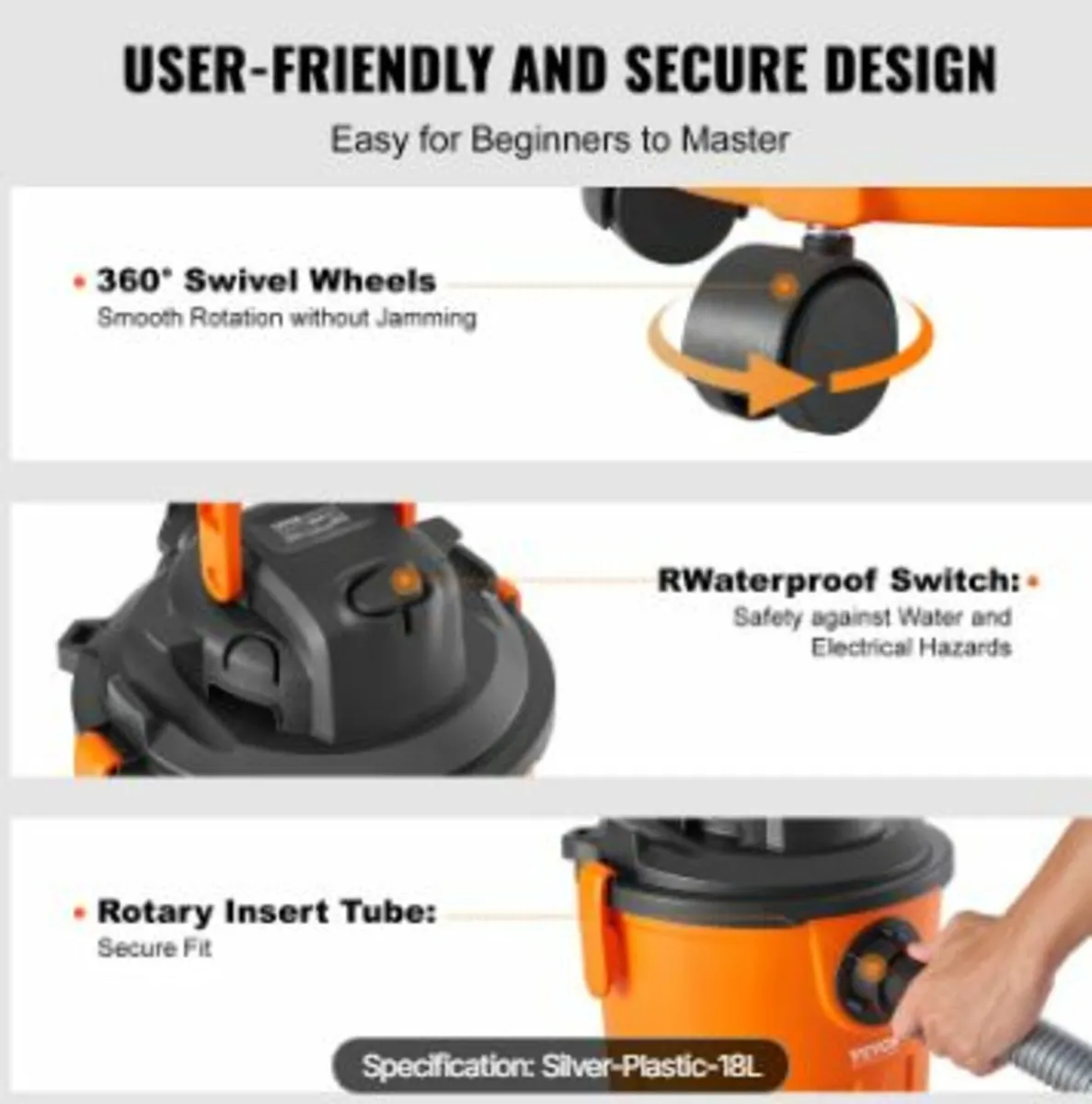 Wet/Dry Shop Vacuum Vac 18L 6 Peak - Image 3