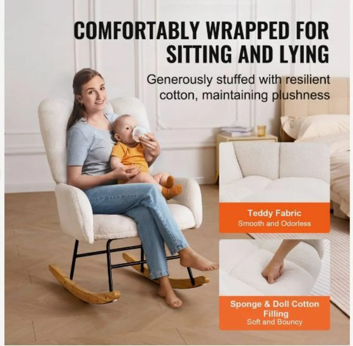 Nursery Rocking Chair, 250 lbs Weight Capacity - Image 3