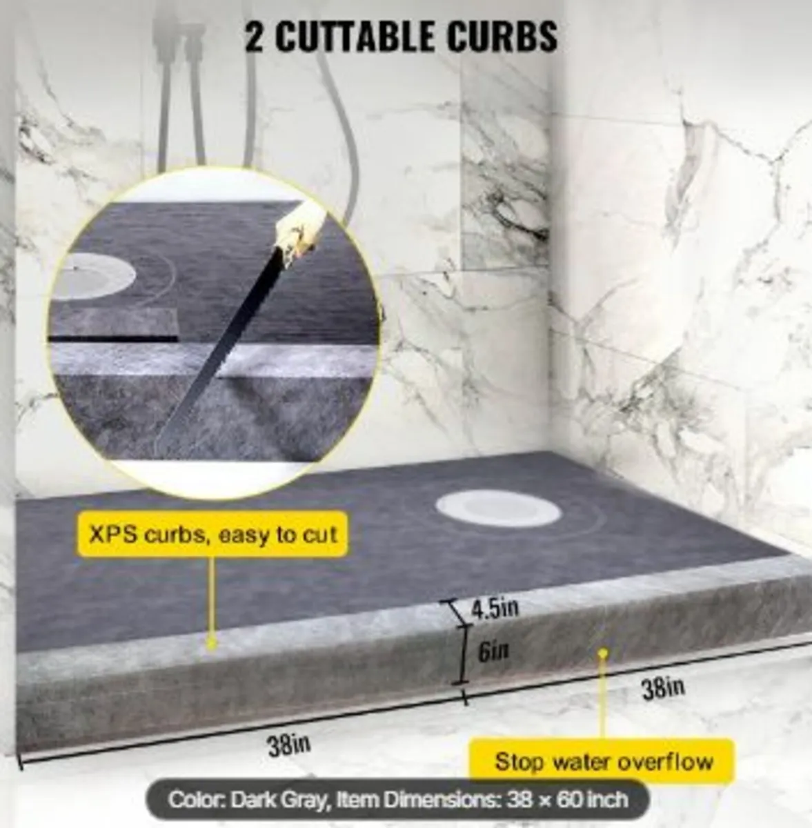 Waterproofing Shower Kit Shower Kit Tray 38''x60'' - Image 4