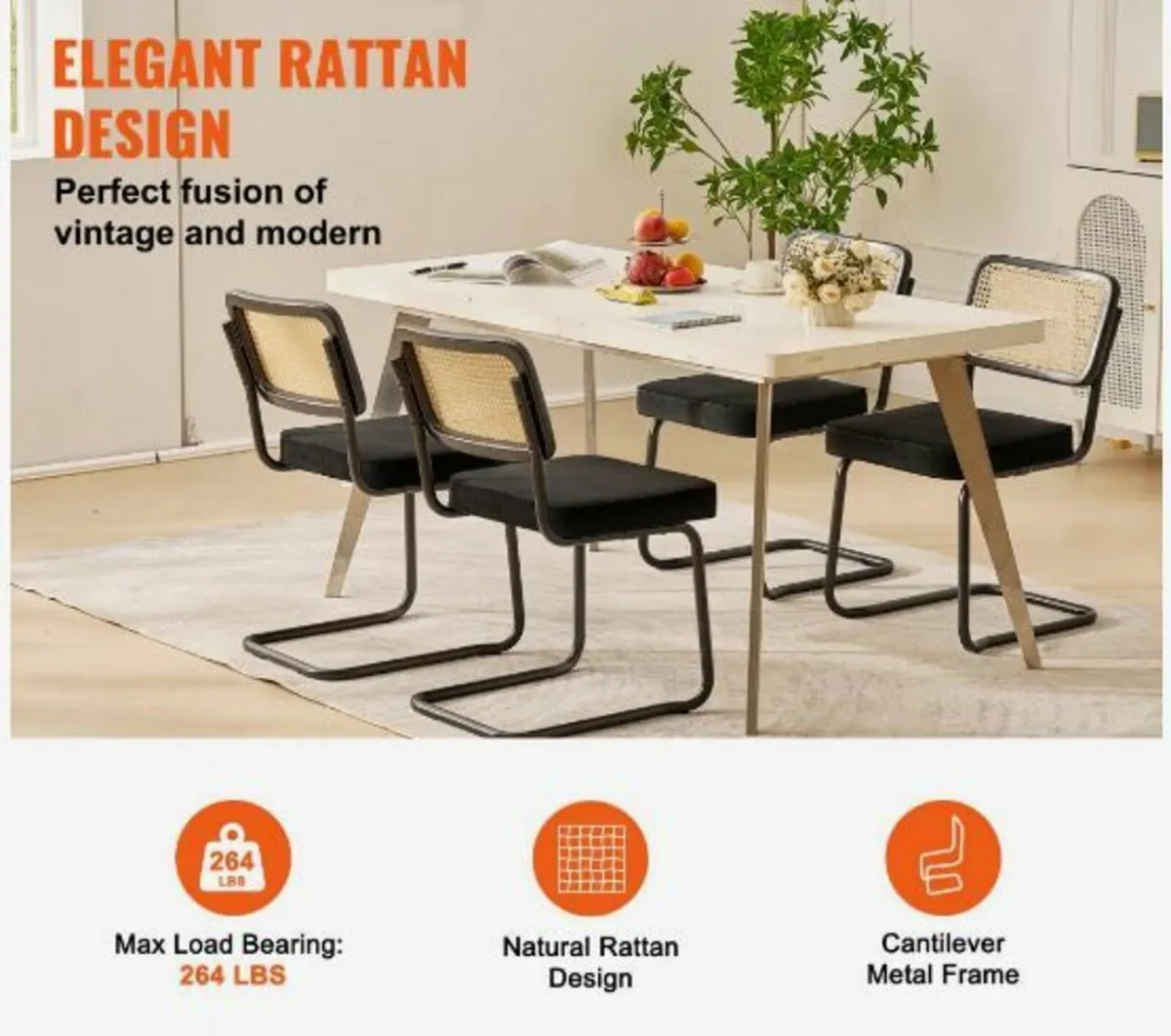 Rattan Chairs, Set of 4, Mid Century - Image 2