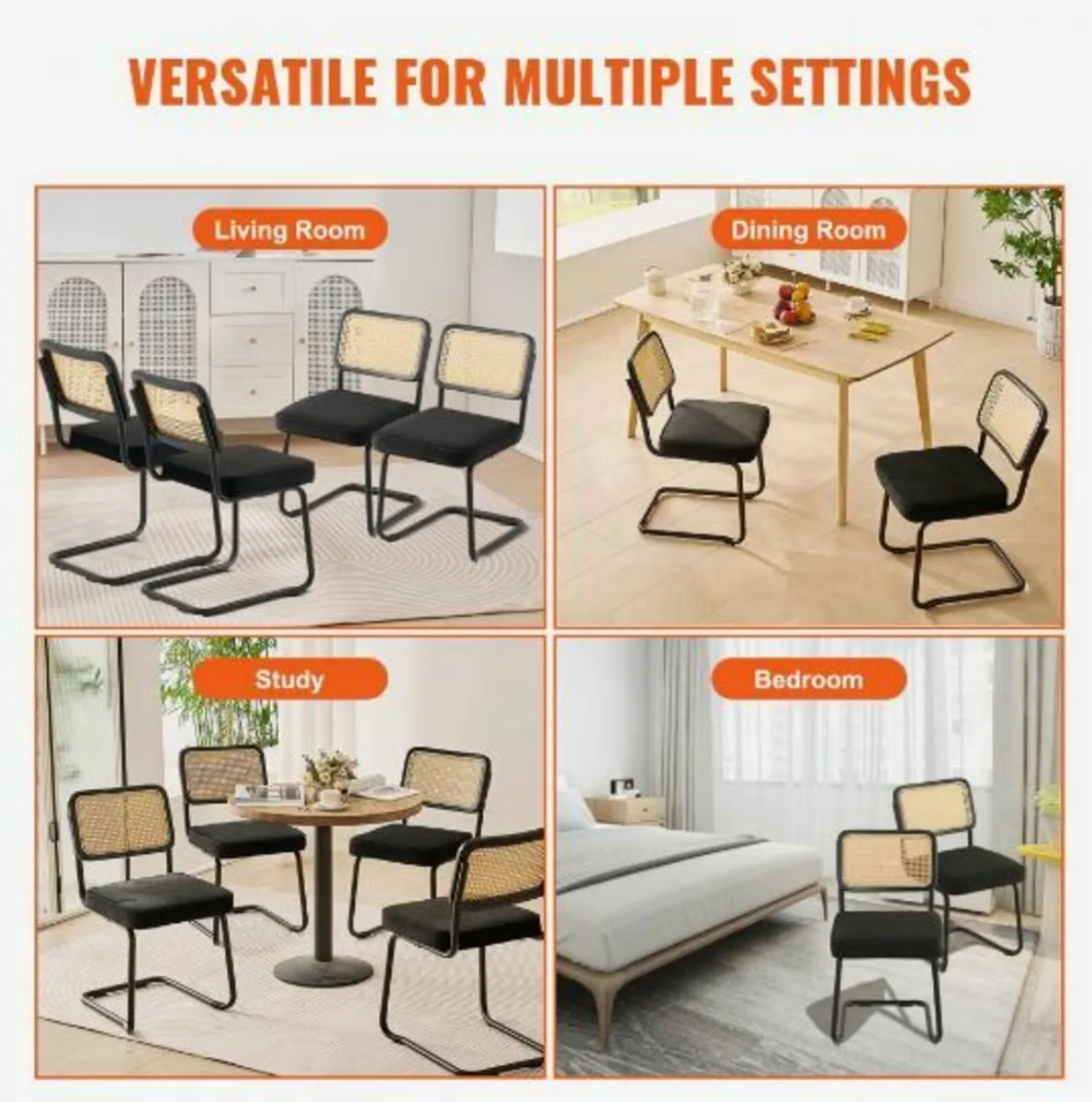 Rattan Chairs, Set of 4, Mid Century - Image 3