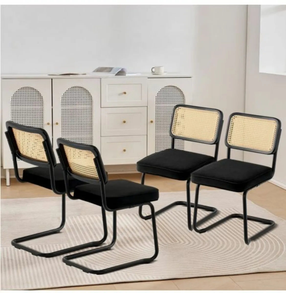 Rattan Chairs, Set of 4, Mid Century - Image 4