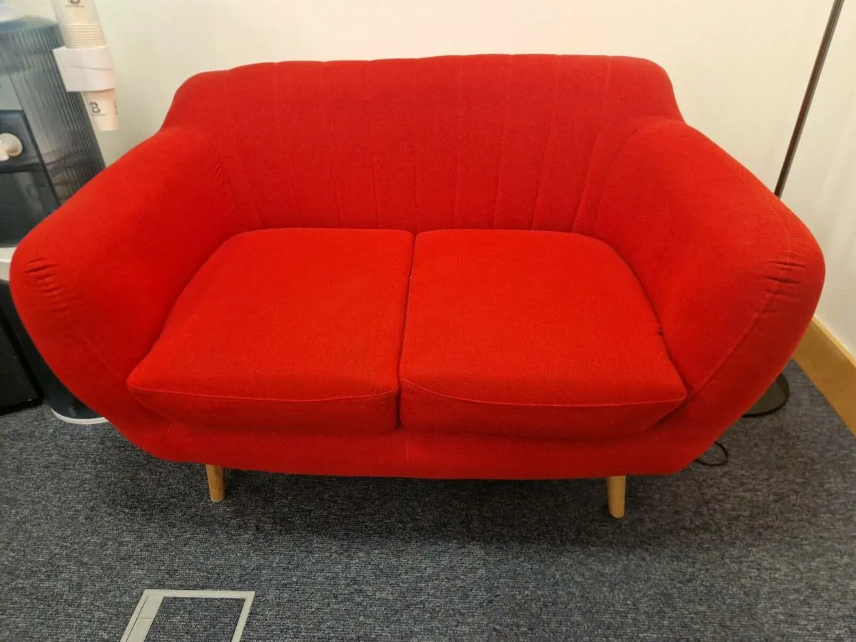 2 X red two seater couches - Image 1