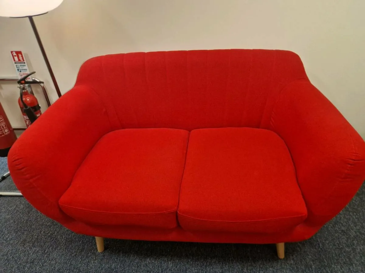 2 X red two seater couches - Image 3