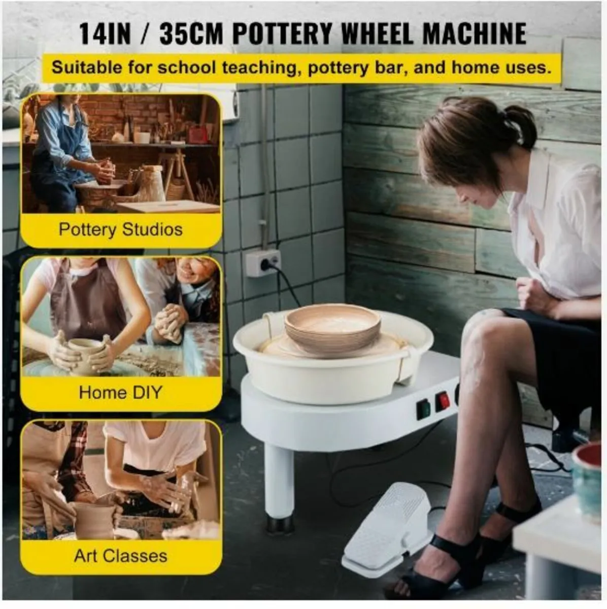 Pottery Wheel, 14in Ceramic Wheel Forming Machine - Image 2