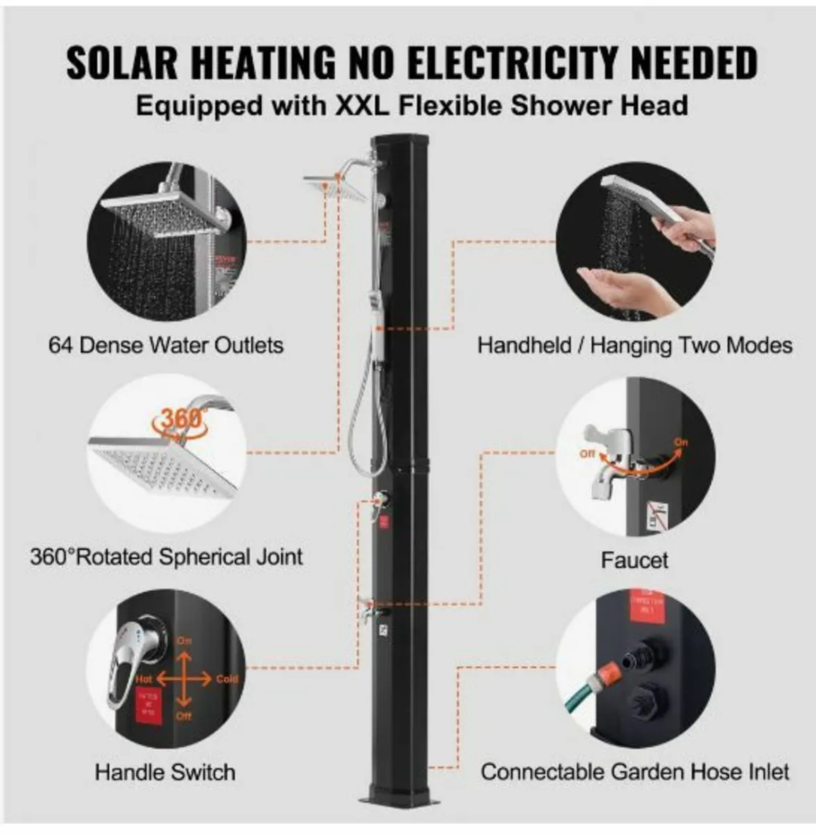 Outdoor Solar Heated Shower, 40L - Image 4