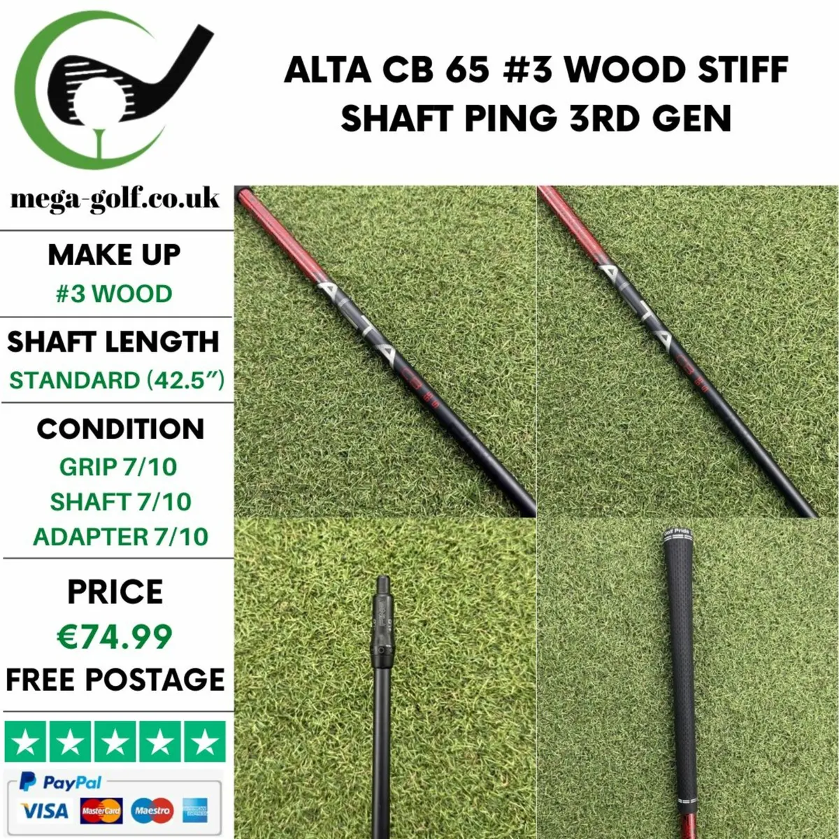ALTA CB 65 #3 WOOD STIFF SHAFT / PING 3RD GEN - Image 1