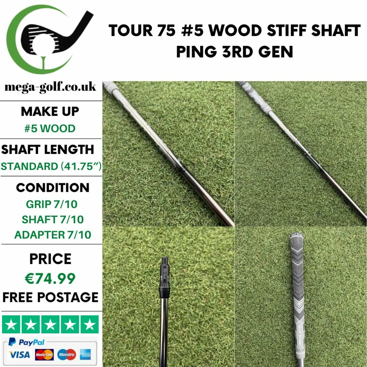 TOUR 75 #5 WOOD STIFF SHAFT / PING 3RD GEN - Image 1
