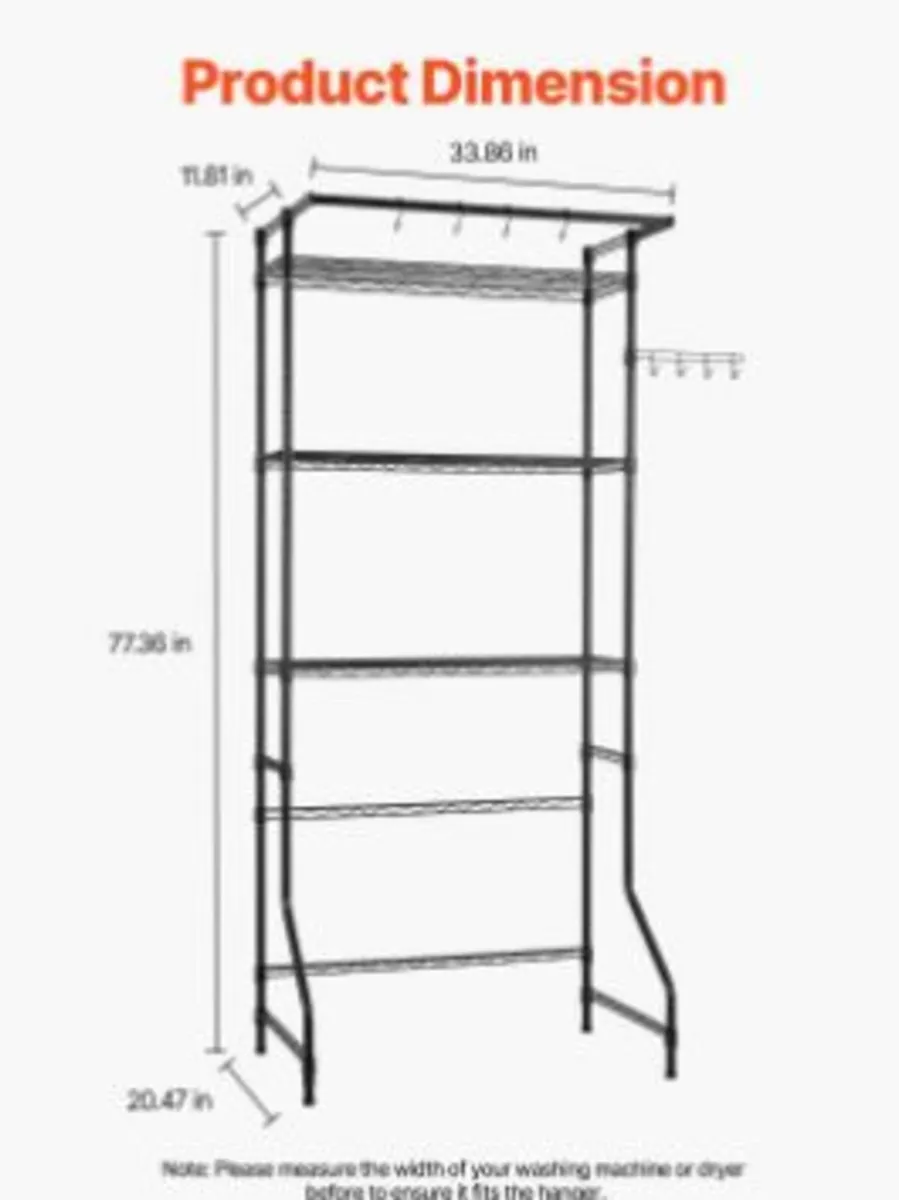 Over Washer and Dryer Storage Shelf Single Row 3 - Image 2
