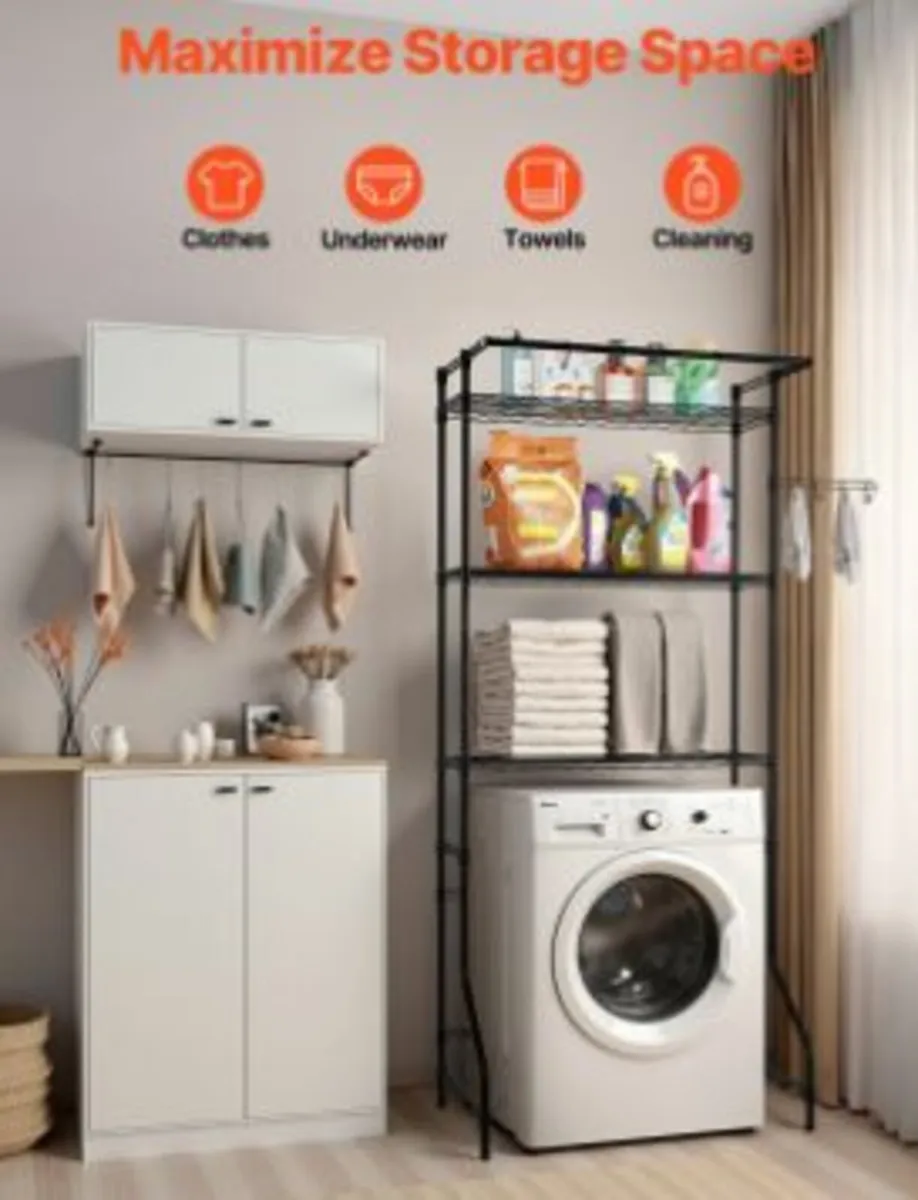 Over Washer and Dryer Storage Shelf Single Row 3 - Image 3